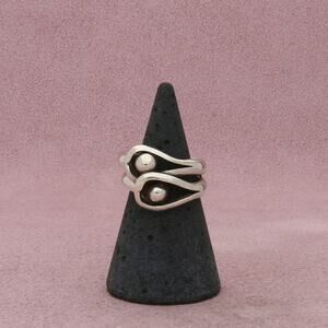 mexico sterling silver vintage double hook & eye ring size 5.5